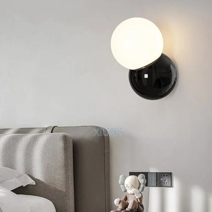 Applique murale boule ronde nordique pour éclairage de chambre à coucher crème blanc jaune lampe de chevet salon allée couloir hôtel escalier