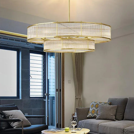 Lustre circulaire rétro en cristal pour décoration intérieure — LZ4X9M