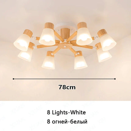 Lustre suspension nordique en verre et bois naturel — LZ4X9J