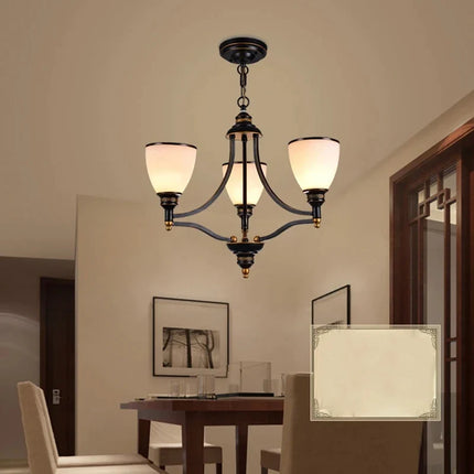 Lustre vintage en fer et bronze avec abat-jour en verre style loft — LZ4X9P