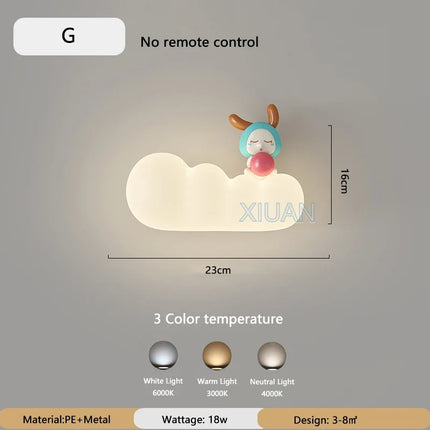 Applique murale LED nordique pour enfants motifs lune, soleil et animaux — LZ4X9P