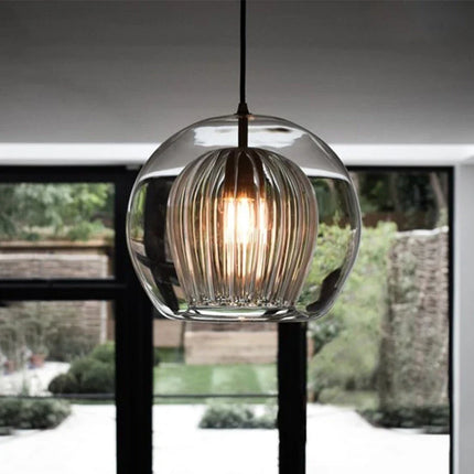 Suspension ronde en verre au design industriel lumineux et élégant — LZ4X9T2