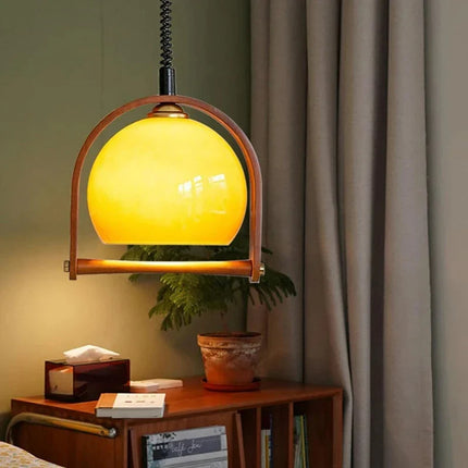Suspension moderne en verre et bois à hauteur réglable pour intérieur — LZ7D9X