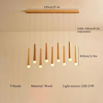 Lustre LED en bois style nordique pour décoration intérieure — LZ4X9T