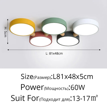 Plafonnier créatif macaron en bois LED multicolore pour intérieur — LZ4X9T2