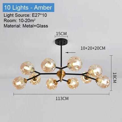 lustre moderne en boule de verre pour décoration intérieure