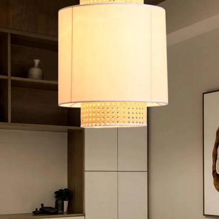 Suspension en rotin tissé style japonais wabi-sabi pour intérieur — LZ4X9M2