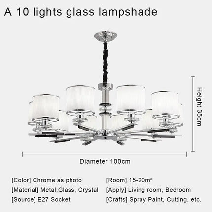 Lustre nordique en cristal avec métal chromé et verre transparent — LZ4X9M