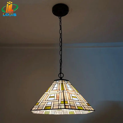 Lustre carré en verre style Tiffany pour bar nordique — LZ4X9M