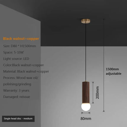 Suspension lustre à barre style chinois en noyer — LZ4R9XQ