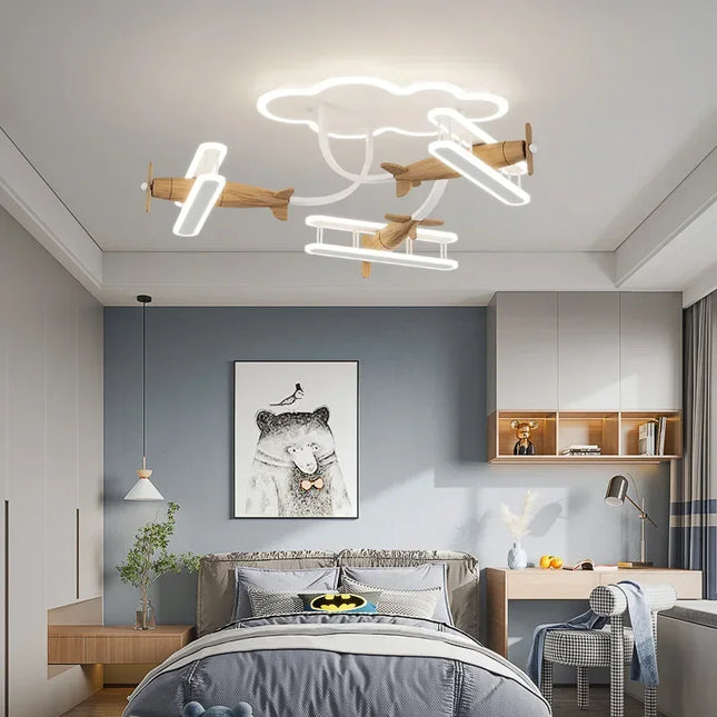 Lustre avion pour chambre d’enfant avec télécommande intégrée — LZ4X9P