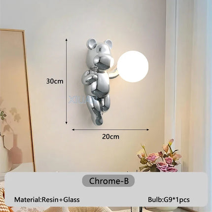 Applique murale enfant en résine et verre motif ours — LZ4J9XQ