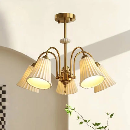 Lustre rétro en céramique et cuivre style américain — LZ7XQ2
