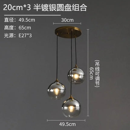 Lustre suspension nordique en verre fumé simple et luxueux — LZ4X9T2
