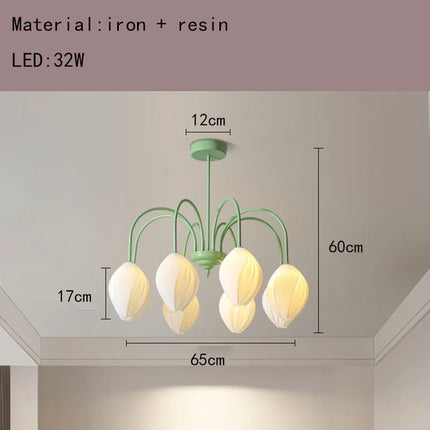 Lustre en résine avec abat-jour métallique au style romantique — LZ4F7Q2