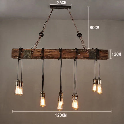 Lustre suspension rétro en bois style industriel pour café — LZ4D7Q9