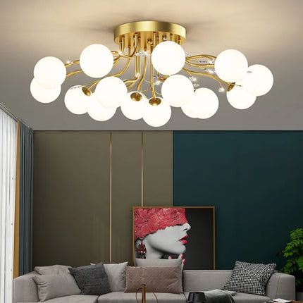 Lustre suspension boule en verre doré style nordique — LZ4X9P2