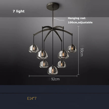 Lustre rétro américain en laiton et cristal pour éclairage élégant — LZ4N7Q2M