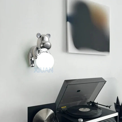Applique murale enfant en résine et verre motif ours — LZ4J9XQ
