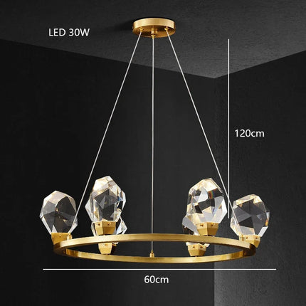 Lustre LED en laiton et cristal doré pour décoration intérieure — LZ4G7M2