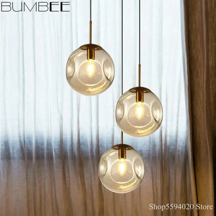 Lustre suspension industrielle à boule en verre moderne nordique — LZ4P9XQ