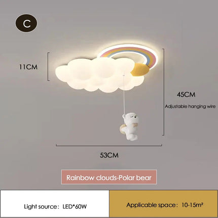 Plafonnier LED nuage arc-en-ciel pour chambre d’enfant — LZ4P9X