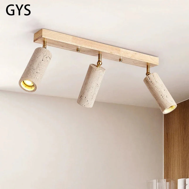 Projecteur Led 3 têtes plafonnier monté en Surface pierre bois Spot lumière longue mur Foco pour salon vestiaire magasin de vêtements