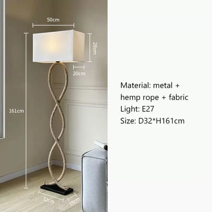 Nordique rétro Wabi Sabi chanvre corde tissu abat-jour lampadaire Led salon décor à la maison chambre canapé coin chevet lampe sur pied