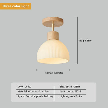 Lustre en bois avec abat-jour en verre simple — LZ4X9T