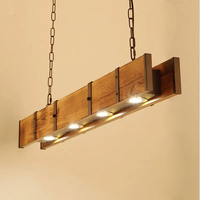 Lustre Vintage américaine en bois salle à manger Bar Table magasin de vêtements de Style industriel éclairage Led