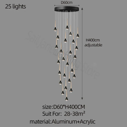 Lustre suspension long nordique creux pour loft, hôtel, appartement — LZ4M9Q2