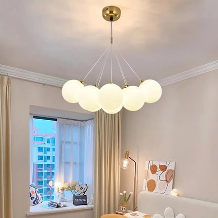 Lustre suspension moderne à boules blanches LED pour salon et salle à manger — LZ4X9Q