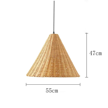 Suspension avec abat-jour rotin tricoté main design minimaliste — LZ4X9T