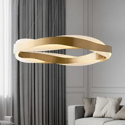 Suspension lustre cercle noir et or en acrylique pour salon et restaurant — LZ4X9P