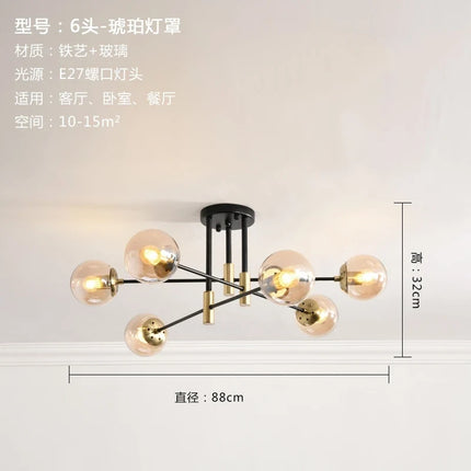 Lustre suspension nordique moderne à boules de verre LED — LZ4X9P