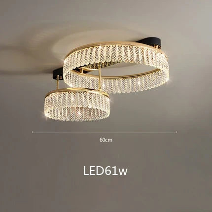 Lustre LED en cristal à anneaux multiples et formes losange et rond — LZ4X9P2