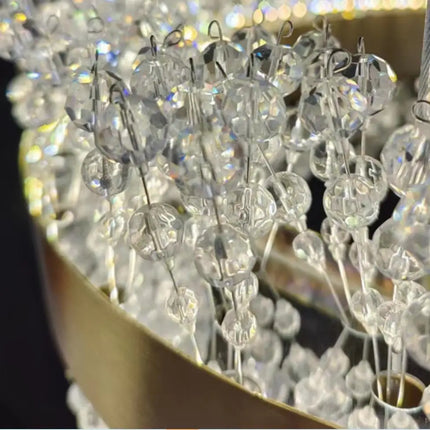 Lustre suspendu en cristal avec structure métal doré réglable — LZ4X9Q2F