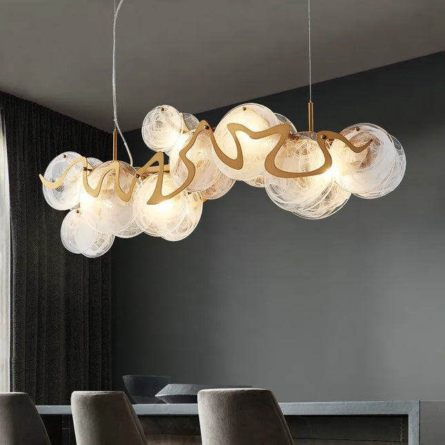 Suspension en verre et métal doré E14