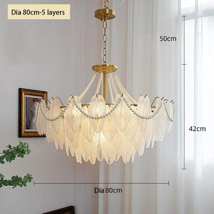Plafonnier décoratif en verre et plumes pour intérieur — LZ4X9P