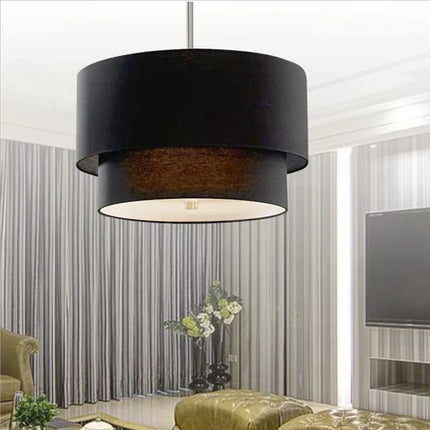 Suspension avec abat-jour en tissu lin style pastoral moderne — LZ4X9JQ