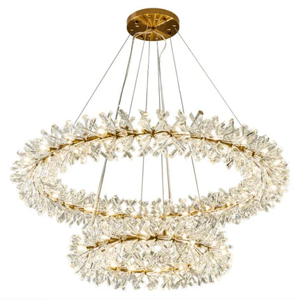 Lustre suspension moderne en cristal à anneaux LED pour salon 60-100 cm — LZ4F9T2