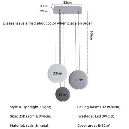 Suspension LED ronde en résine style nordique pour salle à manger — LZ4X9P
