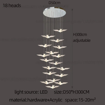 suspension LED décorative en forme d'oiseau idéale pour loft