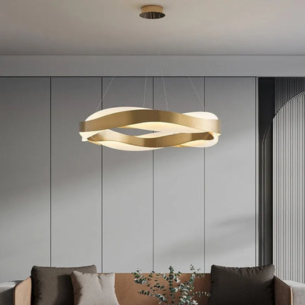 Suspension lustre anneau doré au design nordique moderne — LZ4X9P
