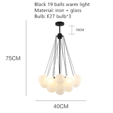 Lustre moderne en métal avec globe en verre et bulles décoratives — LZ4QJ7M