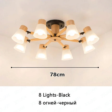 Lustre suspension nordique en verre et bois naturel — LZ4X9J