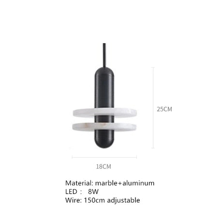Suspension en marbre naturel avec cordon aluminium réglable — LZ4X9T