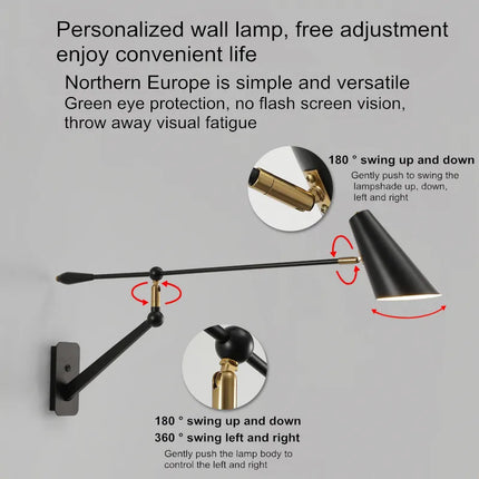Applique murale créative à bras long avec interrupteur intégré — LZ4F9XQ