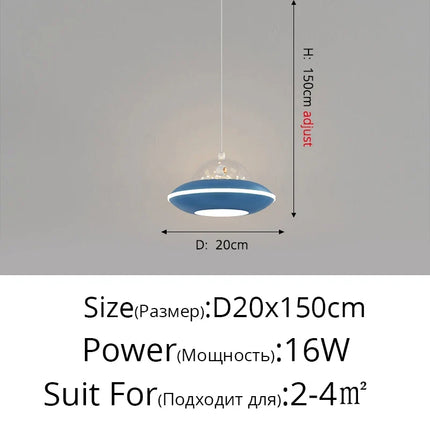 Lustre nordique moderne OVNI pour garçon style dessin animé — LZ4X9T