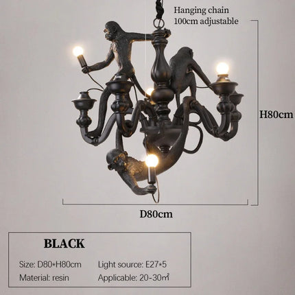Plafonnier LED suspendu en résine avec singe grimpeur design nordique — LZ4X9P2